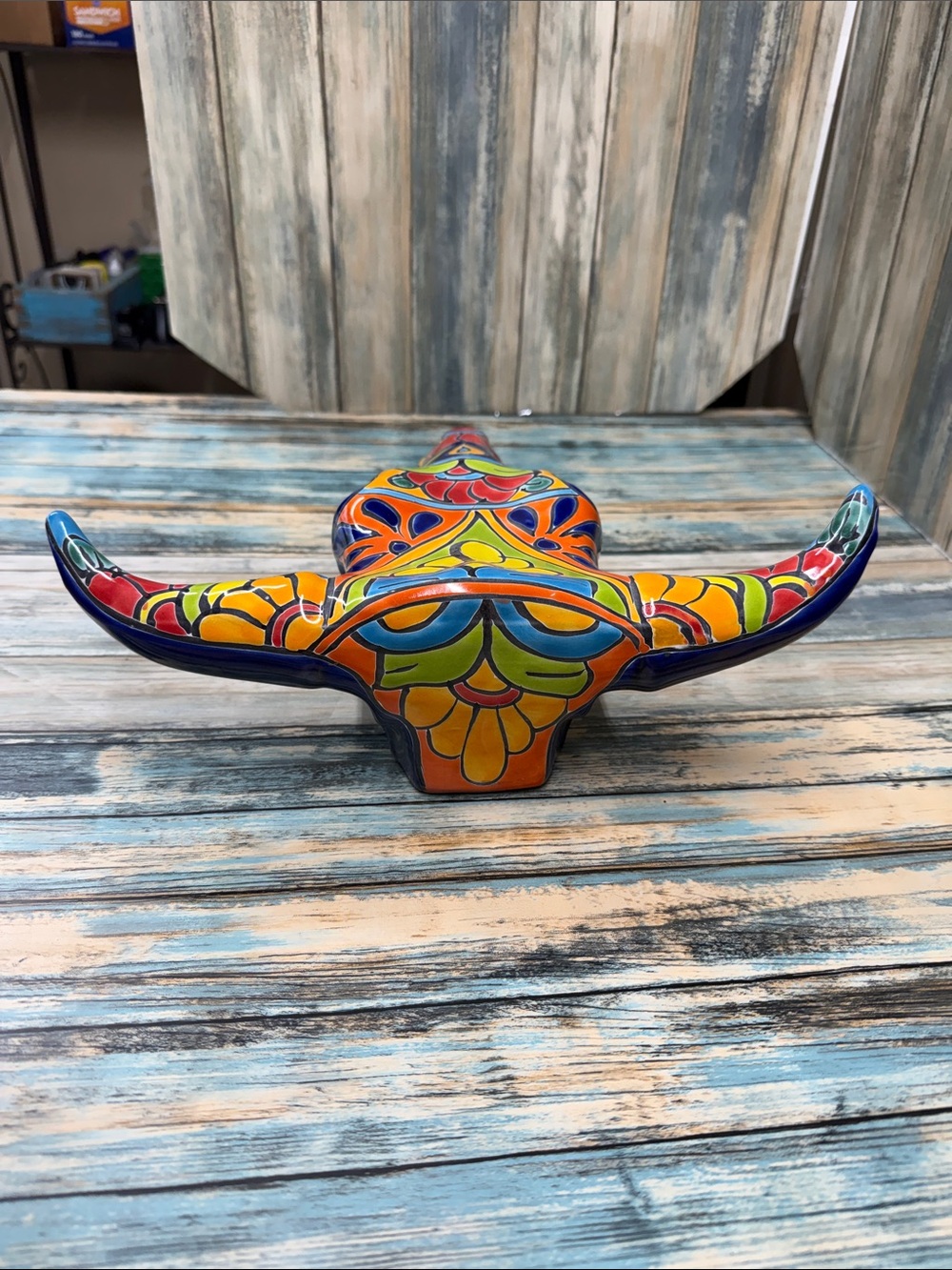 ⭐️Talavera pottery hand crafted cow head decoration. EUC. 12”x13”x4” - Picture 3 of 10